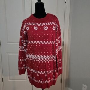 HEIMISH USA Red and White Patterned Sweater